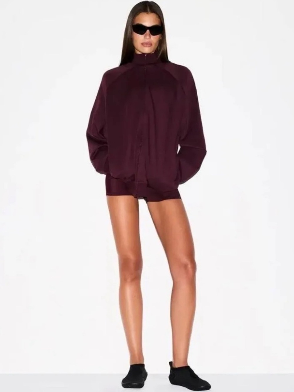 NikeSKIMS Matte Tricot Women's Oversized Full-Zip Track Jacket - Currant - XS